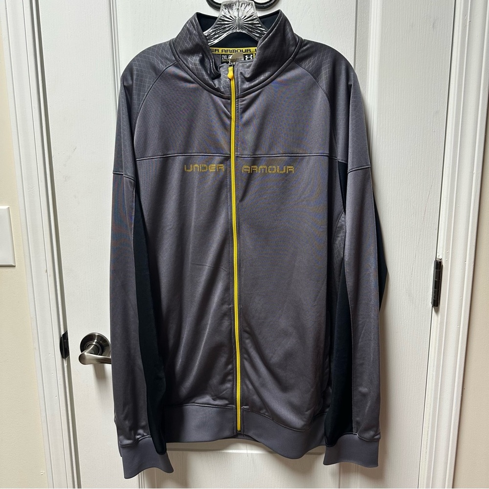 Under Armour Men's Gray Performance Jacket with Yellow Accents